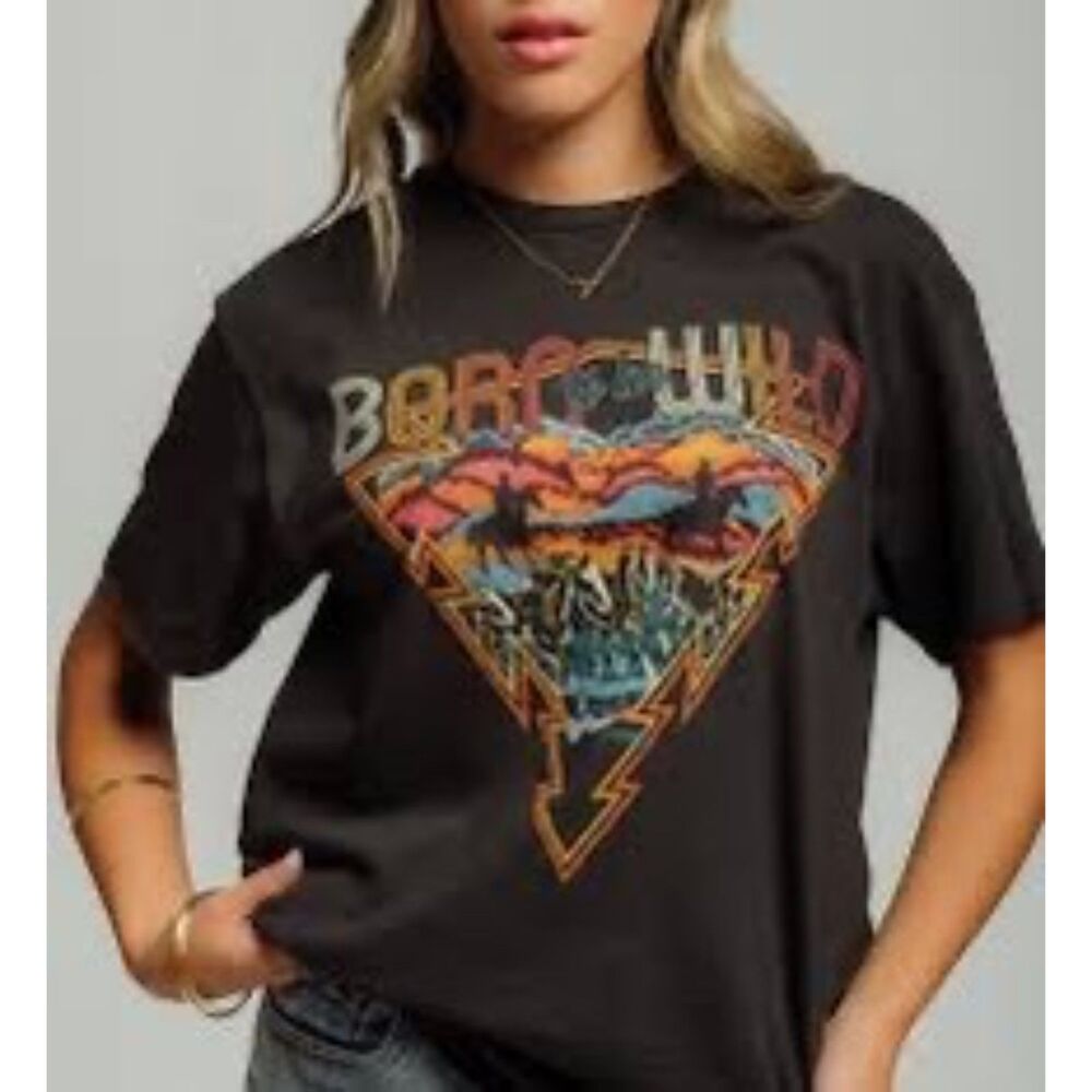 American Highway Born to be Wild Black T-Shirt Medium Cotton Short Sleeve